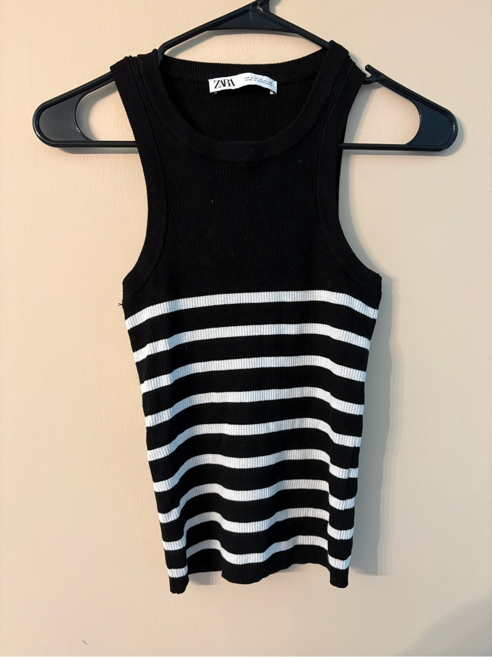 ZARA Black & White Striped Ribbed Tank